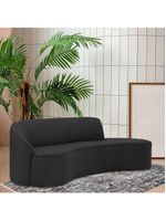 Sofá Curvo 03 Lugares 180cm Eron Braço Direito Linho Preto Acinzentado - Nexta Casa