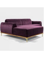 Sofá Molino 3 Lugares 230cm Chaise Direito Pés Gold Veludo Roxo - Nexta Casa