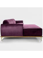 Sofá Molino 3 Lugares 230cm Chaise Direito Pés Gold Veludo Roxo - Nexta Casa