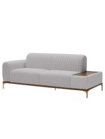 Sofá Molino 3 Lugares 180cm C/mesa Auxiliar Esquerdo Pés Ourof Bouclé Cinza Claro - Nexta Casa