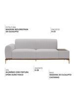 Sofá Molino 3 Lugares 180cm C/mesa Auxiliar Esquerdo Pés Ourof Bouclé Cinza Claro - Nexta Casa