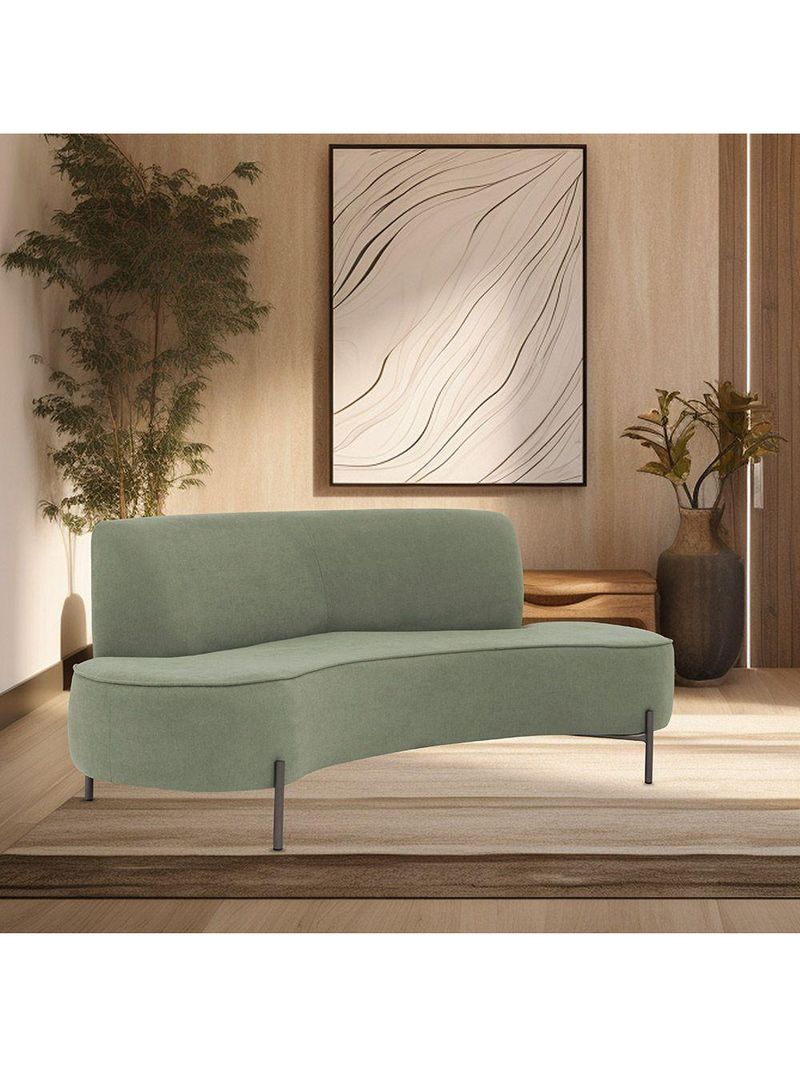 Sofá Orgânico 2 Lugares 150cm Argos Pés Titânio Linho Verde - Nexta Casa