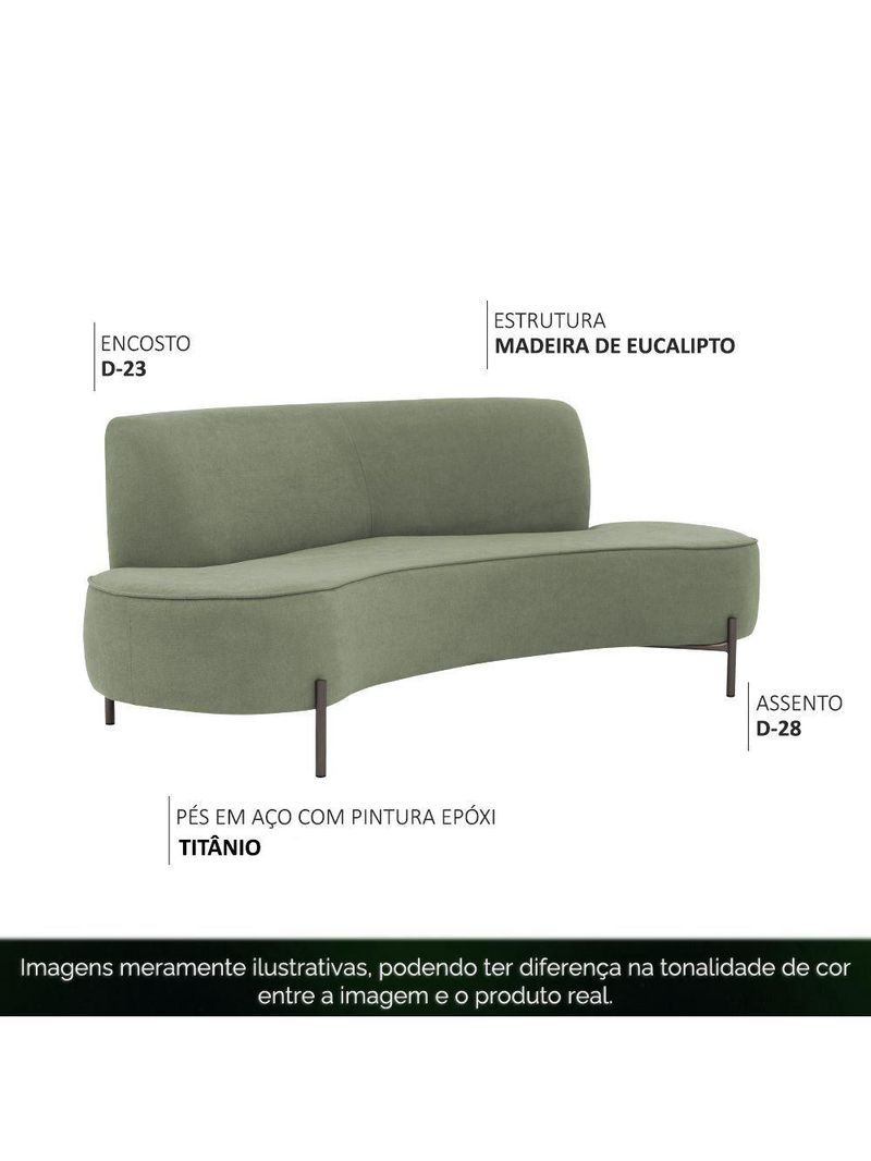 Sofá Orgânico 2 Lugares 150cm Argos Pés Titânio Linho Verde - Nexta Casa
