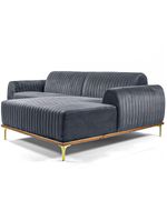 Sofá Molino 3 Lugares 230cm Chaise Esquerdo Pés Gold Veludo Titânio - Nexta Casa
