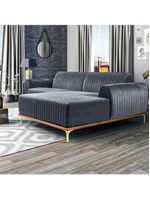 Sofá Molino 3 Lugares 230cm Chaise Esquerdo Pés Gold Veludo Titânio - Nexta Casa
