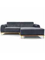 Sofá Molino 3 Lugares 230cm Chaise Esquerdo Pés Gold Veludo Titânio - Nexta Casa