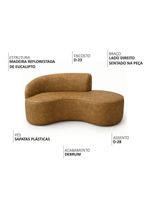 Sofá Curvo 3 Lugares 180cm Eron Braço Dir Corano Sintético Caramelo - Nexta Casa