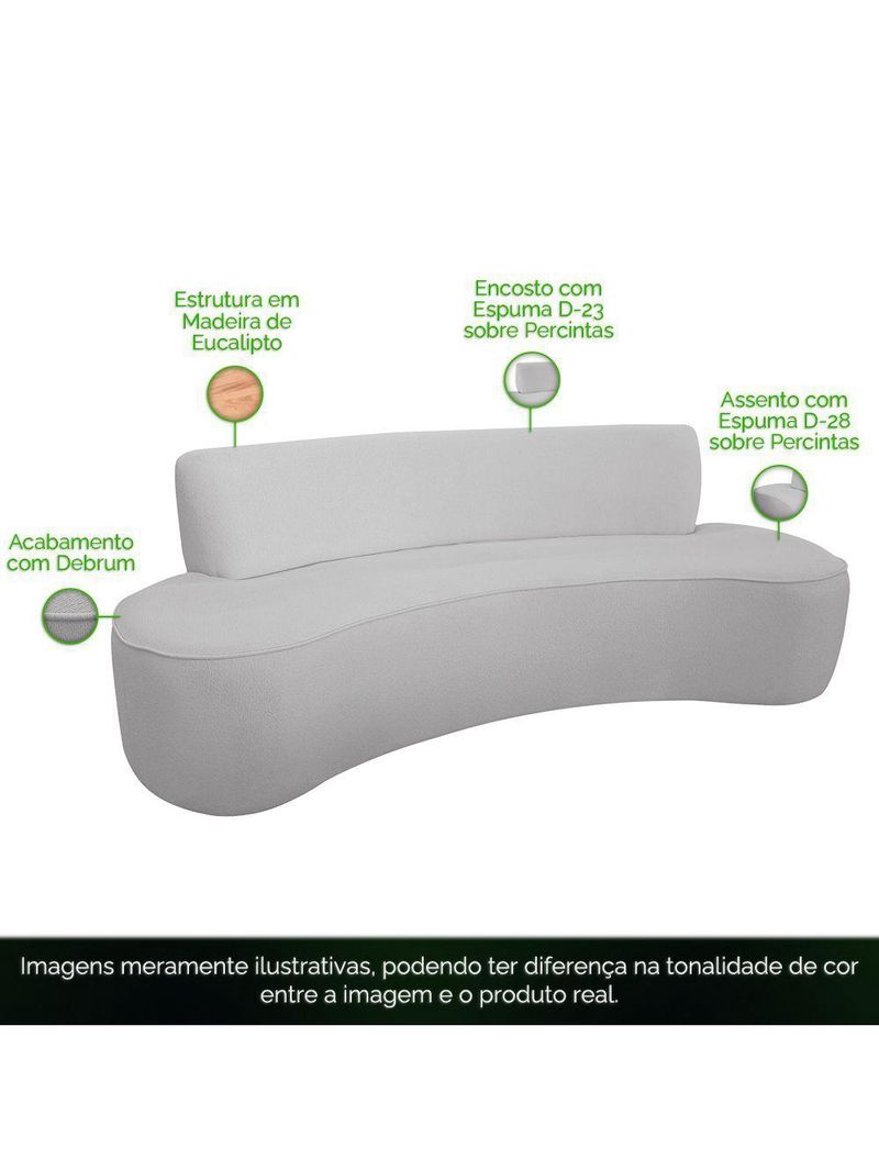 Sofá Orgânico 04 Lugares 230cm Mônaco Bouclé Cinza Claro - Nexta Casa