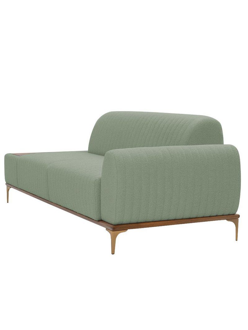 Sofá Molino 3 Lugares 210cm C/mesa Auxiliar Direito Pés Ourof Bouclé Verde Claro - Nexta Casa