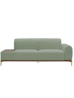Sofá Molino 3 Lugares 210cm C/mesa Auxiliar Direito Pés Ourof Bouclé Verde Claro - Nexta Casa