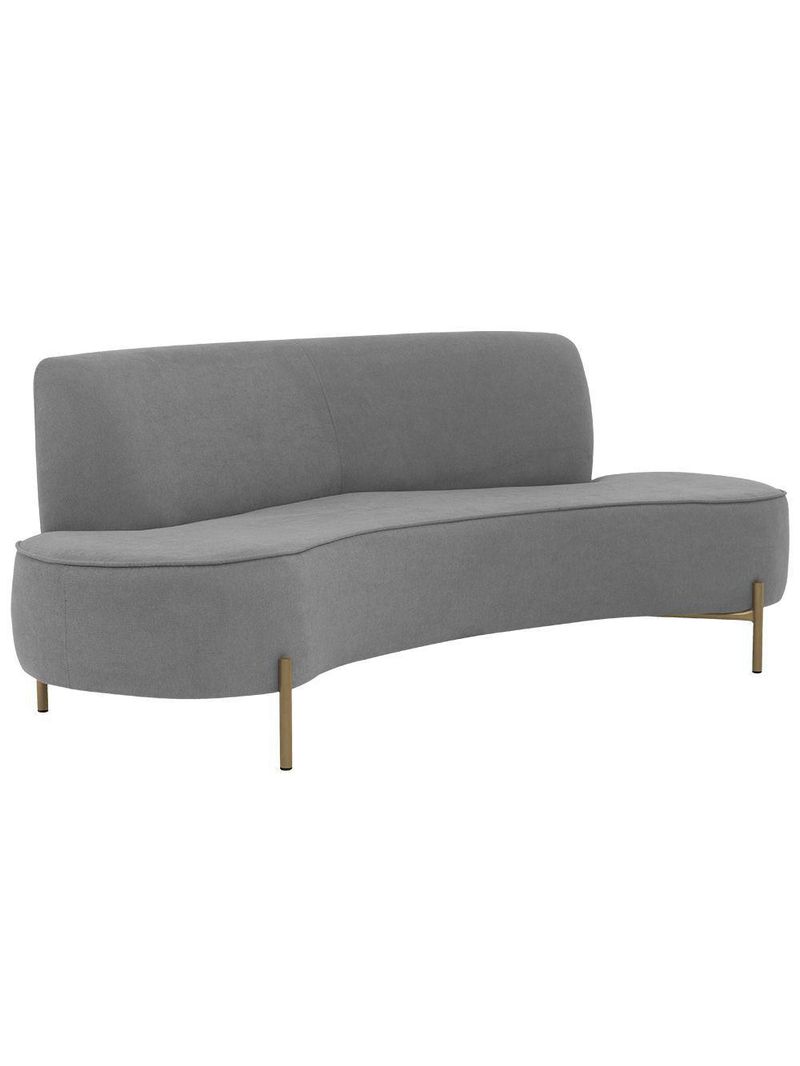 Sofá Orgânico 2 Lugares 150cm Argos Pés Ouro Fosco Linho Cinza - Nexta Casa