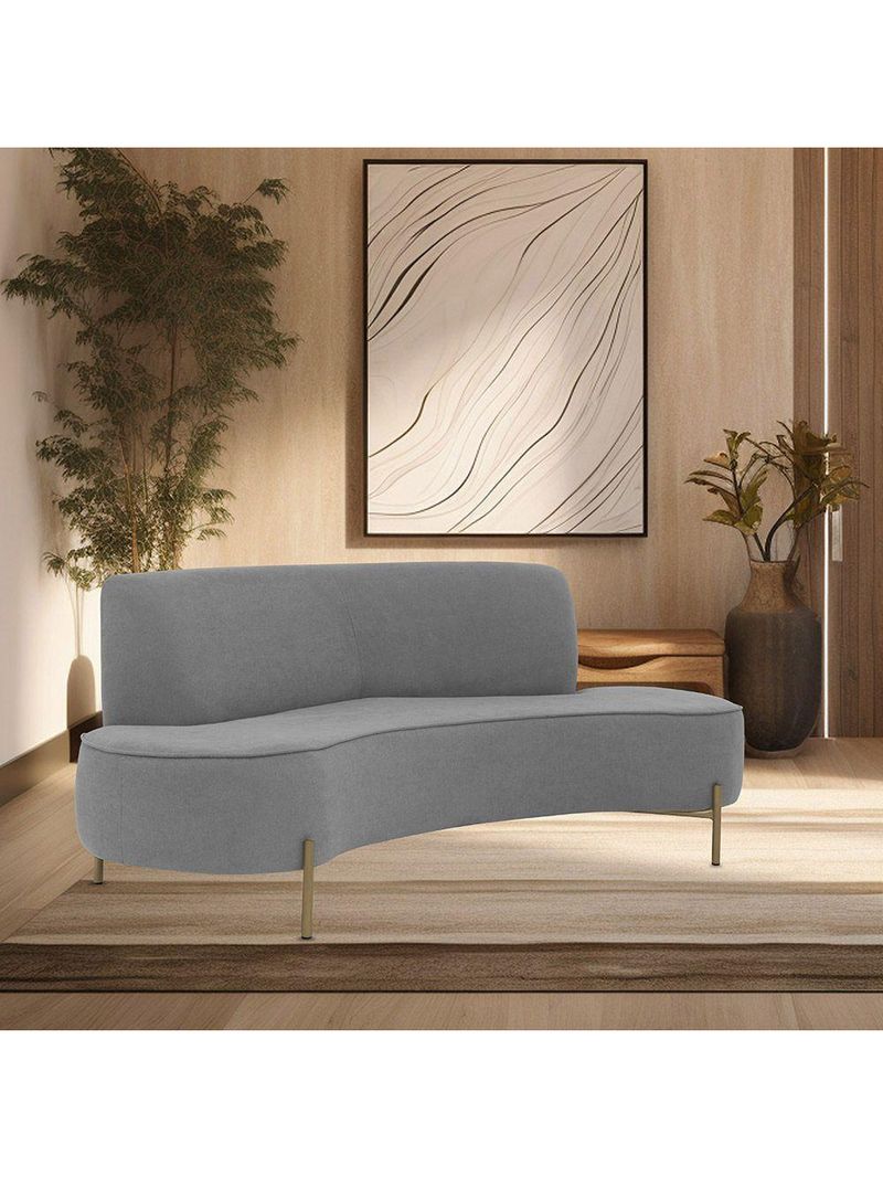 Sofá Orgânico 2 Lugares 150cm Argos Pés Ouro Fosco Linho Cinza - Nexta Casa