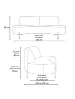 Sofá Orgânico 2 Lugares 150cm Argos Pés Ouro Fosco Linho Cinza - Nexta Casa