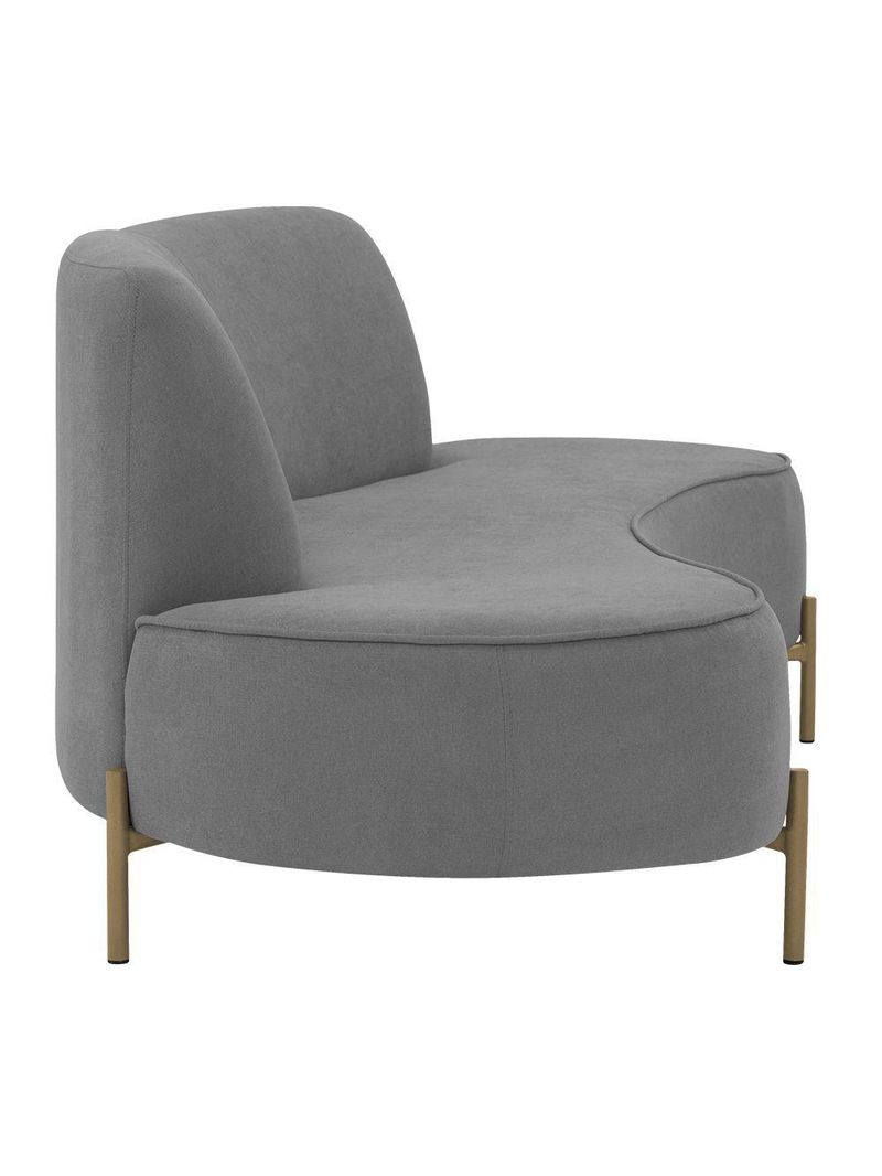 Sofá Orgânico 2 Lugares 150cm Argos Pés Ouro Fosco Linho Cinza - Nexta Casa