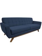 Sofá 03 Lugares 180cm Sala De Estar Miami Veludo Azul Escuro - Nexta Casa