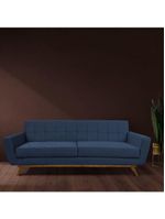 Sofá 03 Lugares 180cm Sala De Estar Miami Veludo Azul Escuro - Nexta Casa
