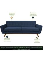 Sofá 03 Lugares 180cm Sala De Estar Miami Veludo Azul Escuro - Nexta Casa