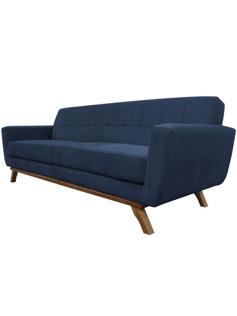 Sofá 03 Lugares 180cm Sala De Estar Miami Veludo Azul Escuro - Nexta Casa