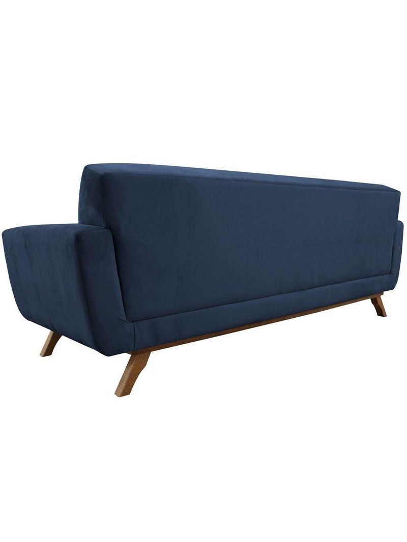 Sofá 03 Lugares 180cm Sala De Estar Miami Veludo Azul Escuro - Nexta Casa