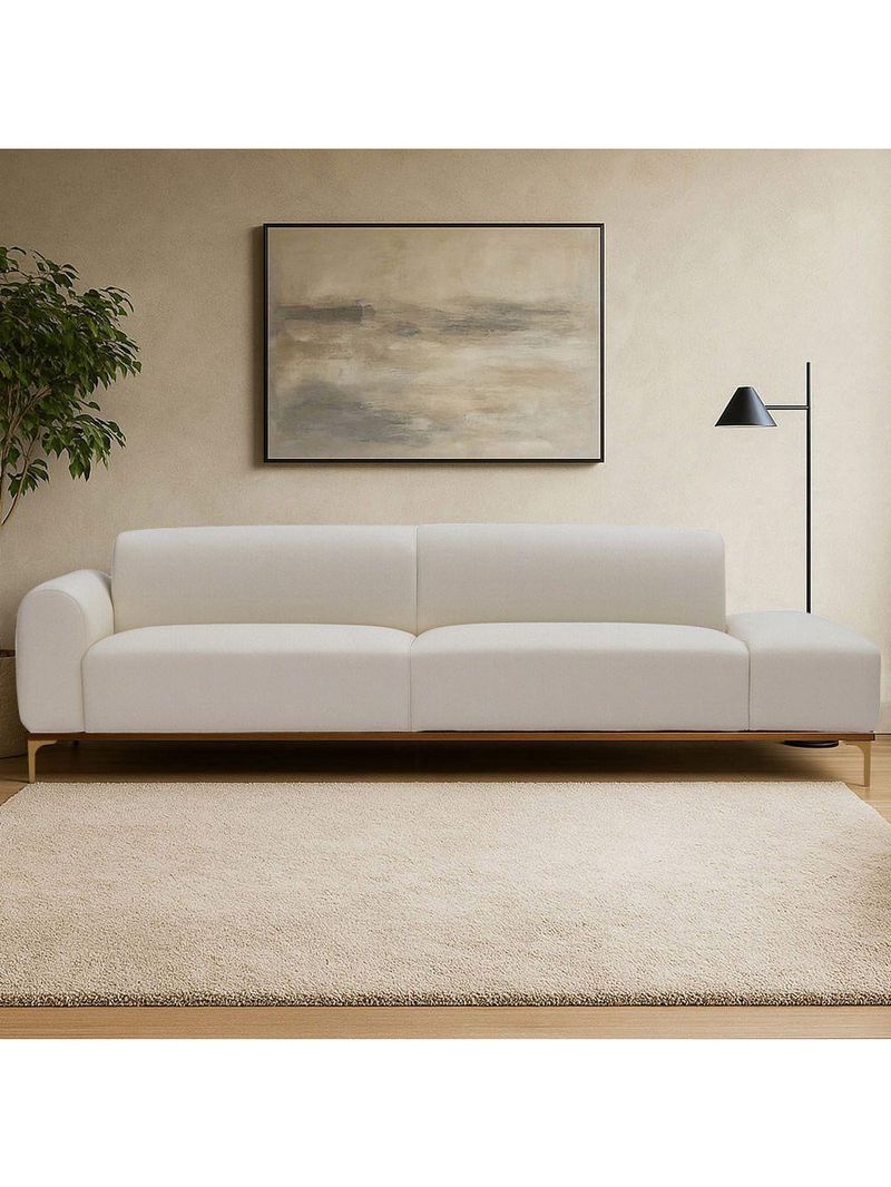 Sofá Living Unne 3 Lugares 210cm Terminal Esquerdo Corano Off White - Nexta Casa