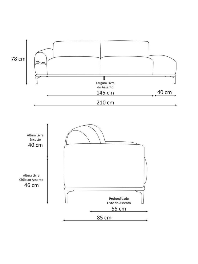 Sofá Living Unne 3 Lugares 210cm Terminal Esquerdo Corano Off White - Nexta Casa