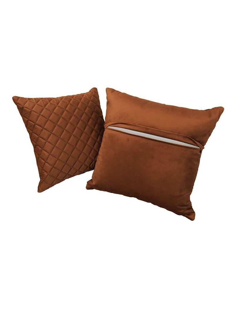 Kit 2 Almofadas Tressê 50x50cm E 40x40cm Veludo Terracota - Nexta Casa