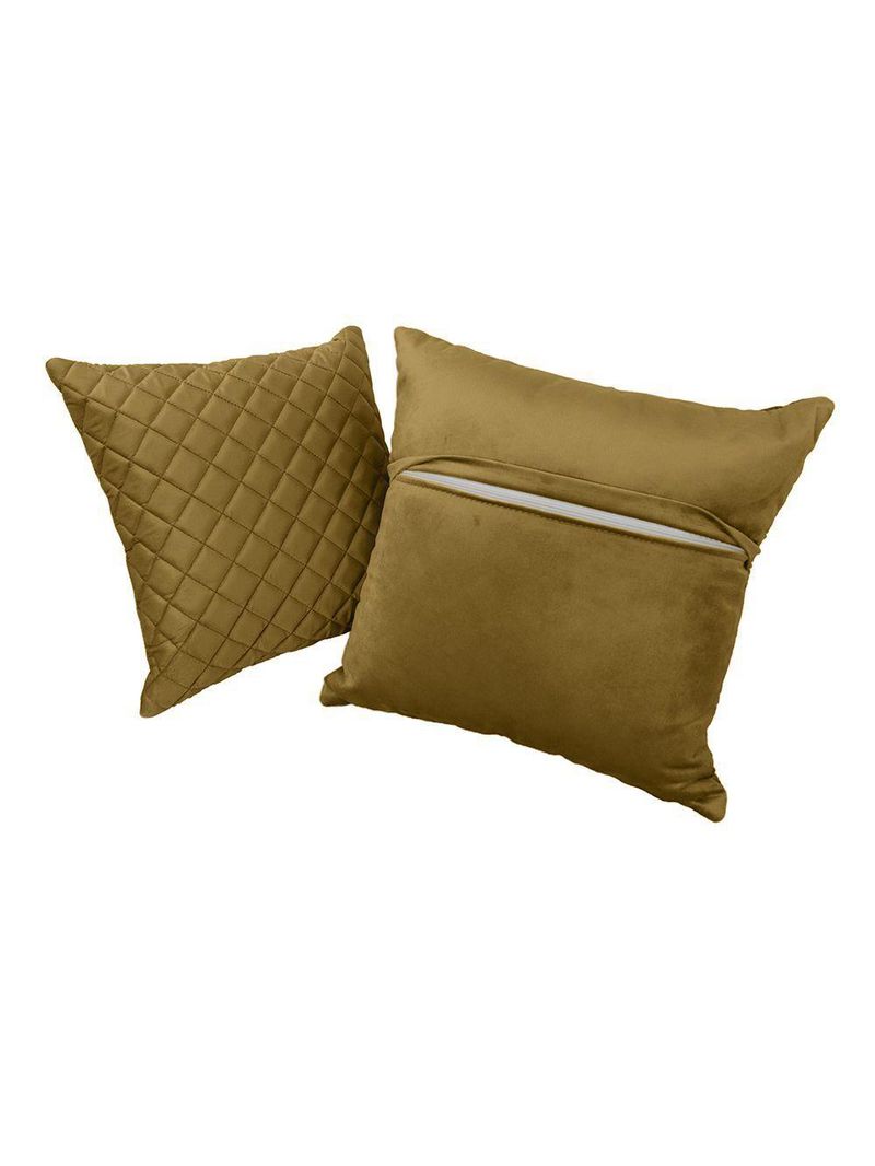 Kit 2 Almofadas Tressê 50x50cm E 40x40cm Veludo Mostarda - Nexta Casa