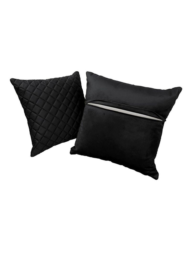 Kit 2 Almofadas Tressê 50x50cm E 40x40cm Veludo Preto - Nexta Casa