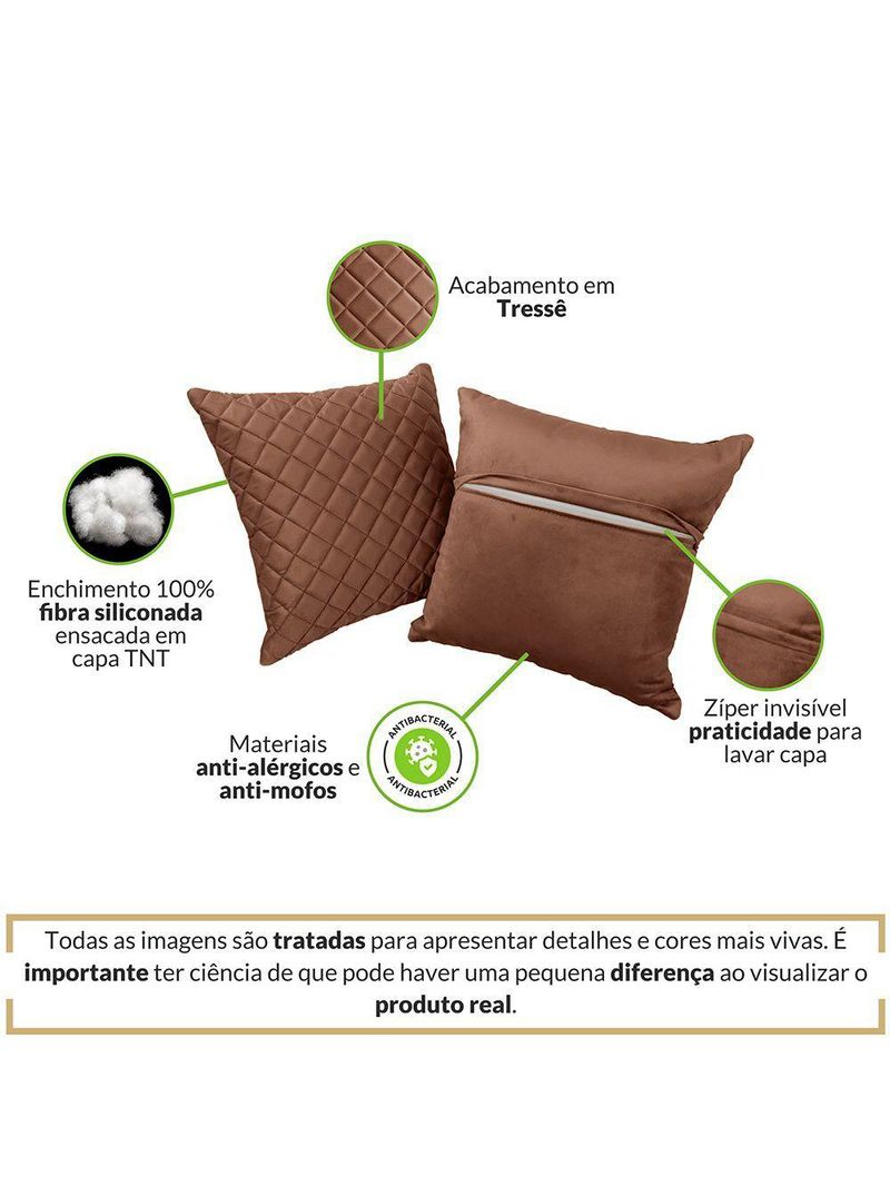 Almofadas Tressê Decorativas 40x40cm Veludo - Nexta Casa Cor Marrom