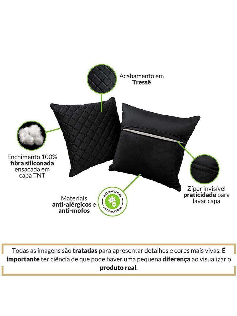Almofadas Tressê Decorativas 40x40cm Veludo - Nexta Casa Cor Preto