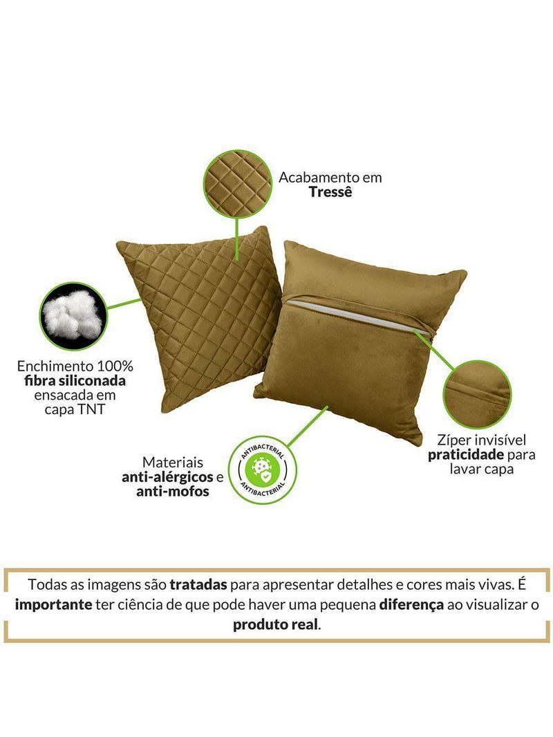 Almofadas Tressê Decorativas 40x40cm Veludo - Nexta Casa Cor Amarelo