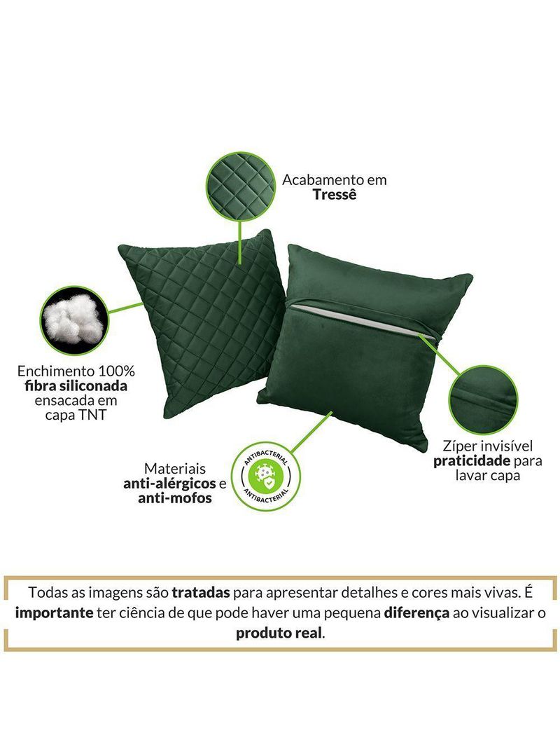 Kit 2 Almofadas Tressê 50x50cm Veludo Verde - Nexta Casa