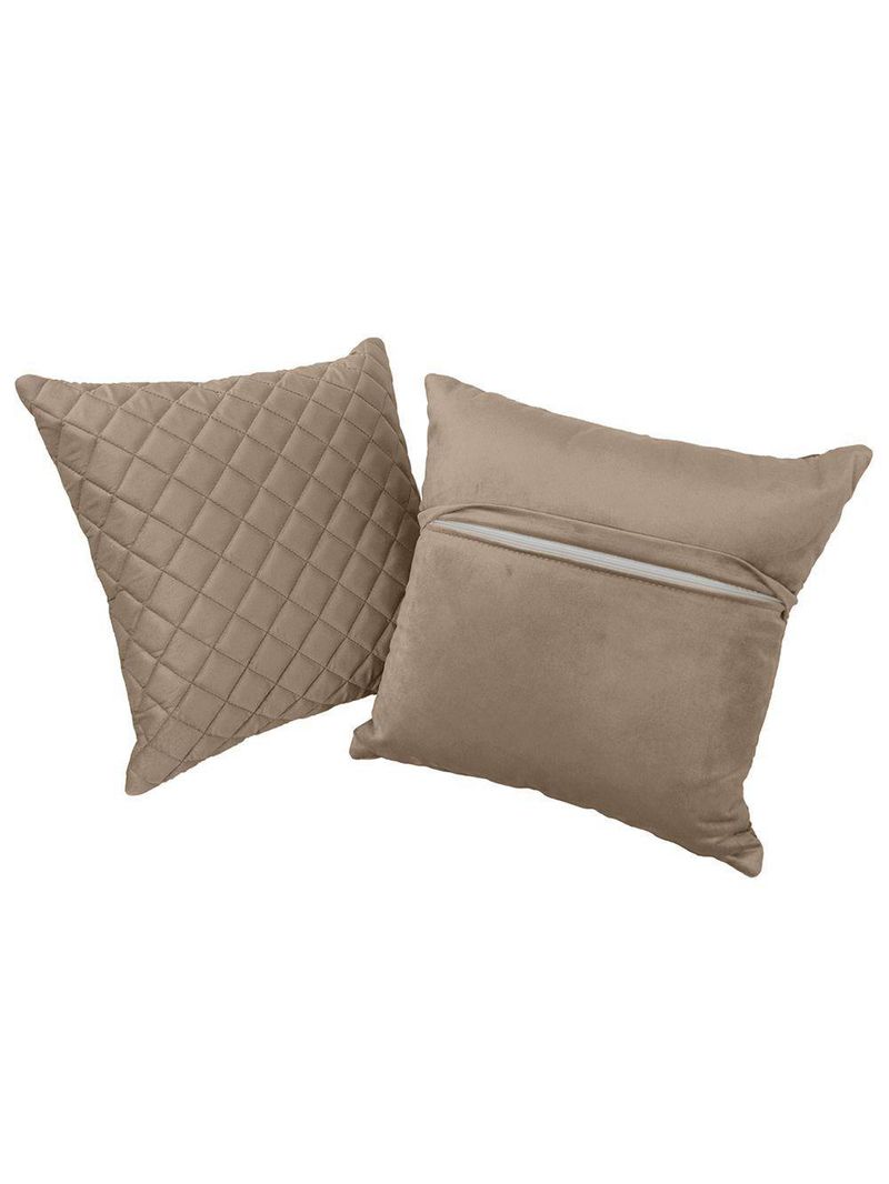 Kit 2 Almofadas Tressê 50x50cm Veludo Bege - Nexta Casa