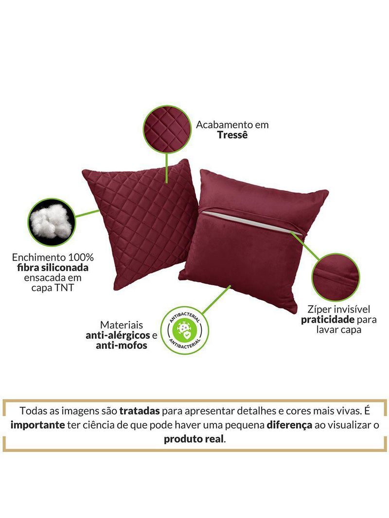 Almofada Tressê 40x40cm Veludo Marsala - Nexta Casa