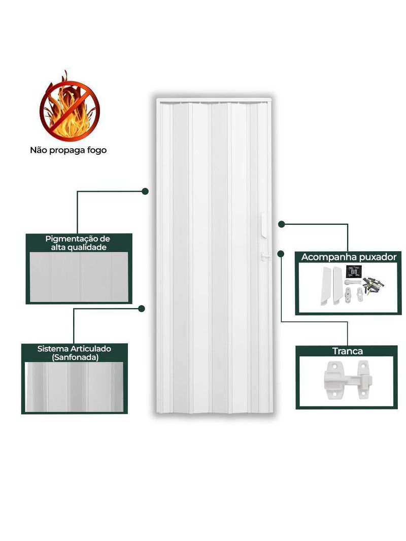 Porta Sanfonada De Pvc 62x210cm Bariri - Tk