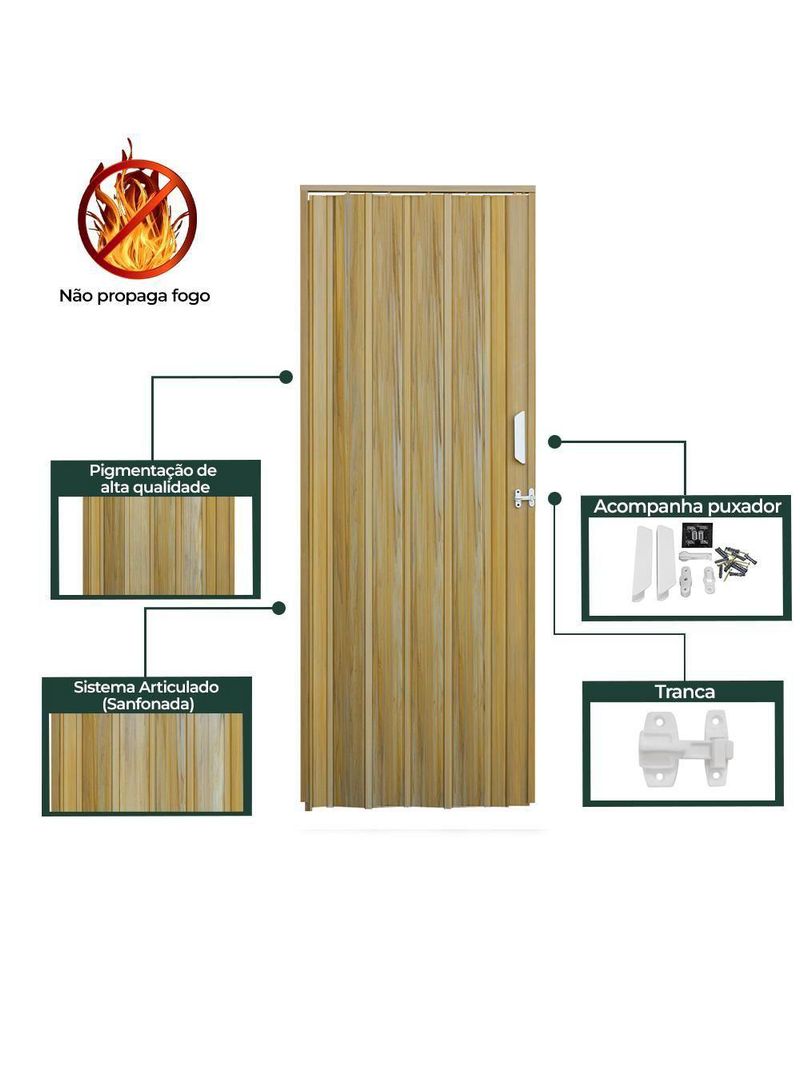 Porta Sanfonada De Pvc 62x210cm Bariri - Tk