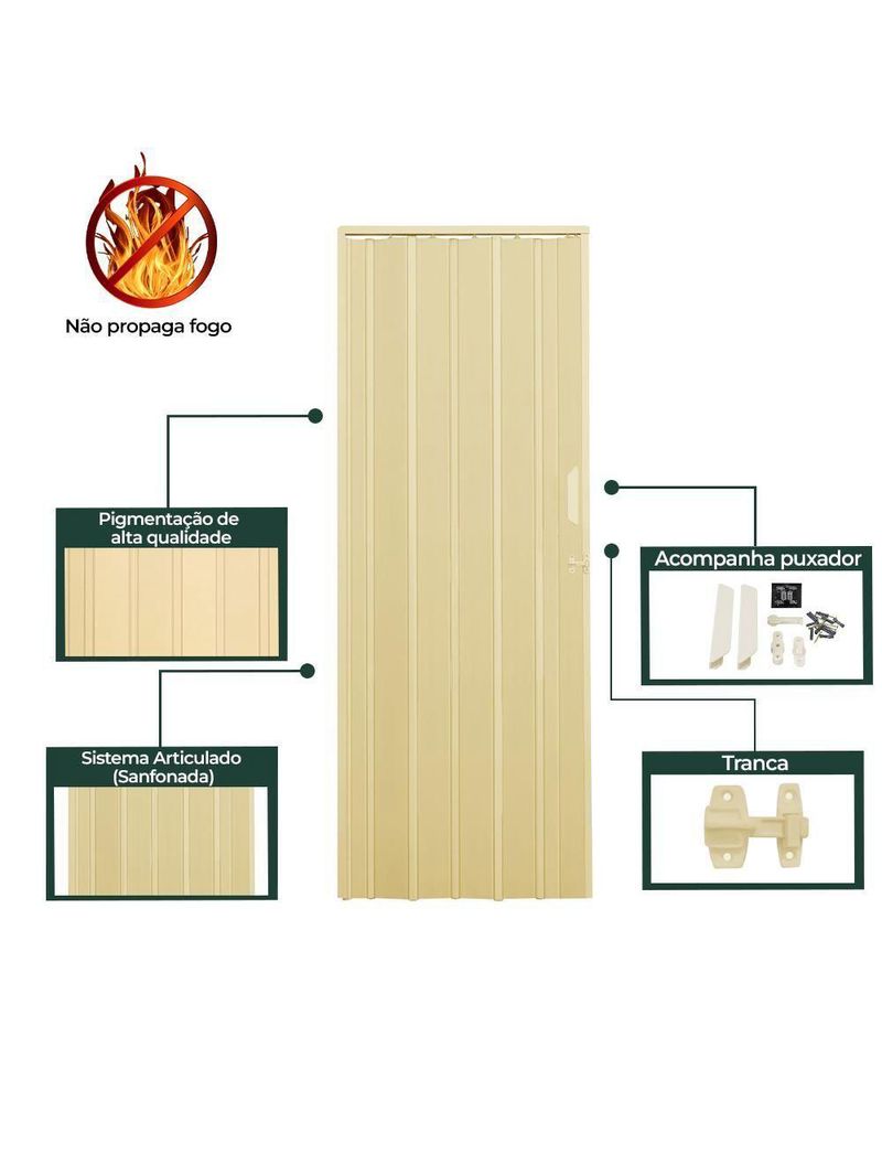 Porta Sanfonada De Pvc 125x210cm Bariri - Tk