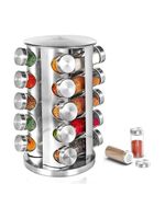 Porta Temperos Giratório Com 20 Potes Em Aço Inox E Vidro – Organização E Elegância Na Cozinha