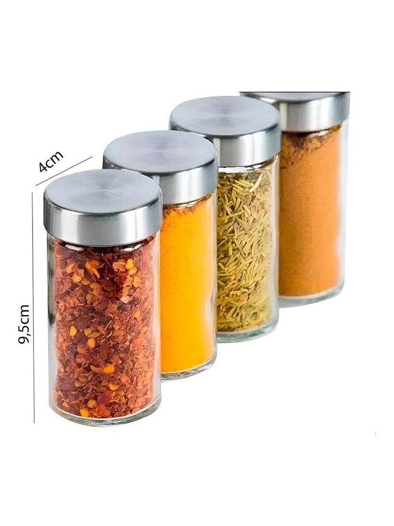 Porta Temperos Giratório Com 20 Potes Em Aço Inox E Vidro – Organização E Elegância Na Cozinha