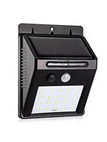 Luminária Parede Solar 30 Leds Sensor Movimento Luzà Prova D’água- Preto