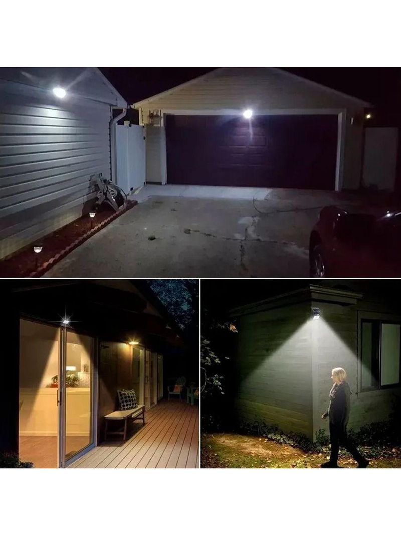 Luminária Parede Solar 30 Leds Sensor Movimento Luzà Prova D’água- Preto