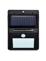 Luminária Parede Solar 30 Leds Sensor Movimento Luzà Prova D’água- Preto