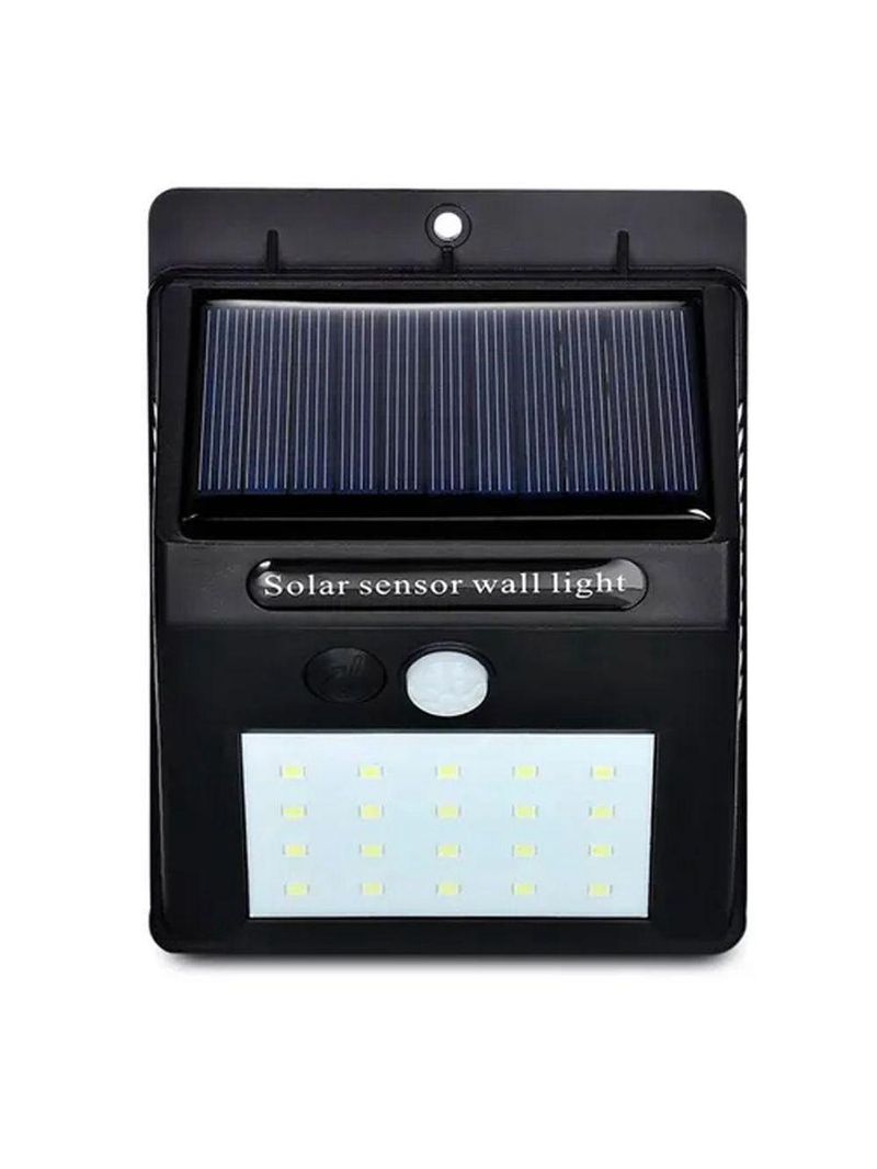Luminária Parede Solar 30 Leds Sensor Movimento Luzà Prova D’água- Preto