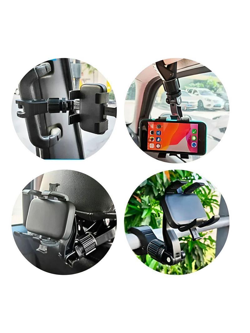 Suporte Gancho Preto Automotivo Rotação 360° - Ajustável E