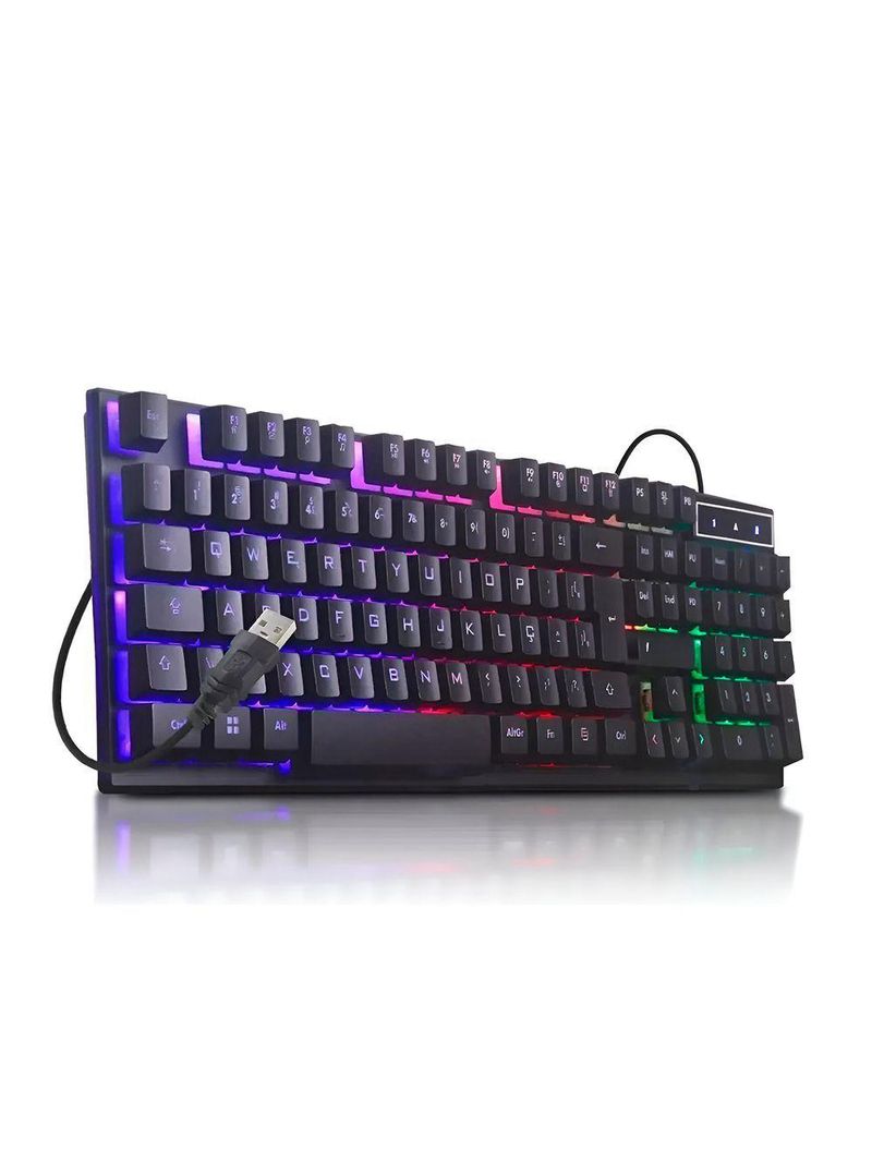 Teclado Gamer Semi-mecânico Rgb Abnt2 Com 12 Teclas Programáveis Com Fio Anti Ghosting