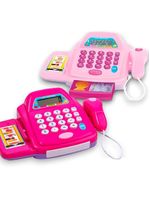 Brinquedo Caixa Registradora Acessórios Calculadora Diversão Modelo:rosa