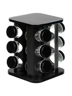 Porta Temperos Vertical Preto 12 Potes Em Aço Inox E Abs – Organizador De Cozinha Moderno E Compacto
