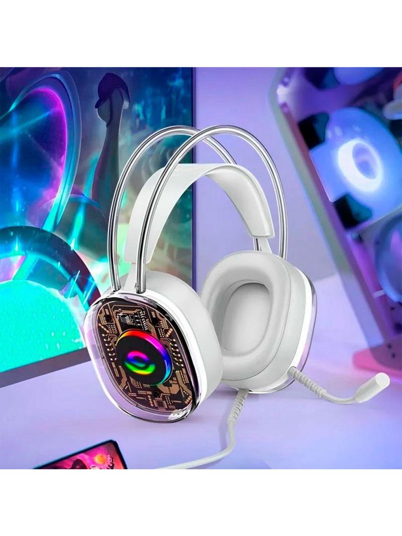 Headset Gamer Com Fio Fone De Ouvido Rgb - Gamer Over-ear Com Conexão P2 + Usb