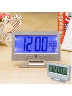 Relógio De Mesa Digital Multifunciona Lcd Led Despertador Termômetro - prateado