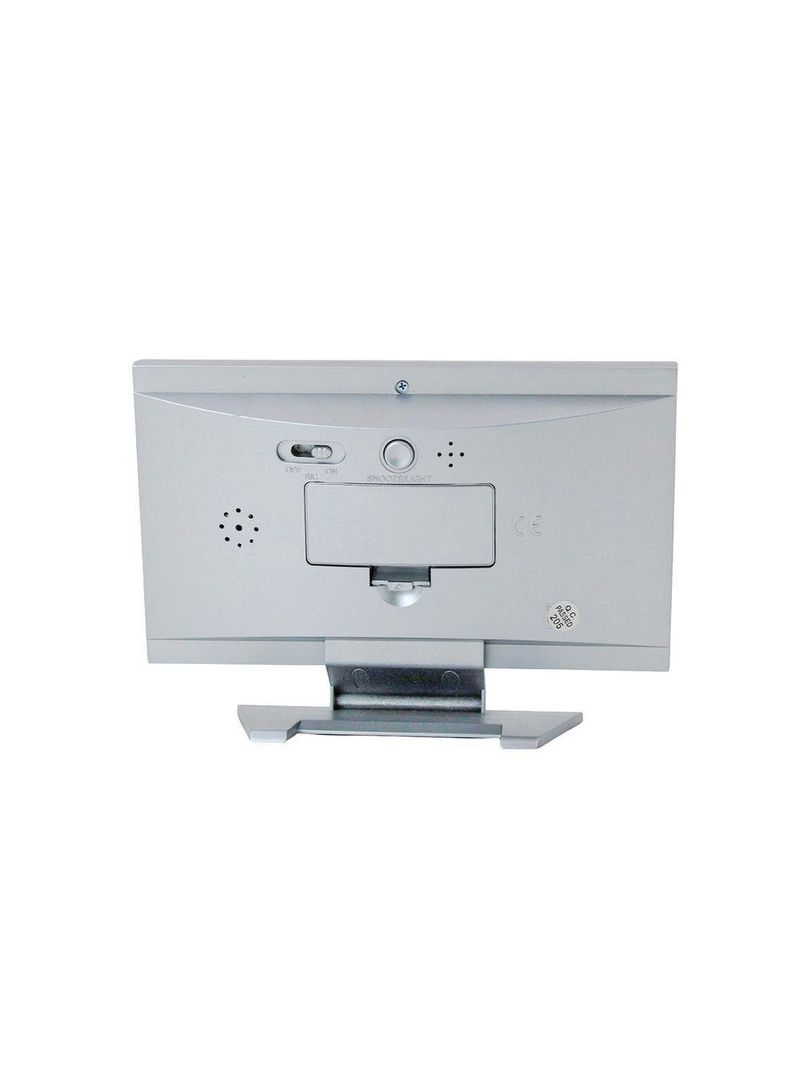 Relógio De Mesa Digital Multifunciona Lcd Led Despertador Termômetro - prateado